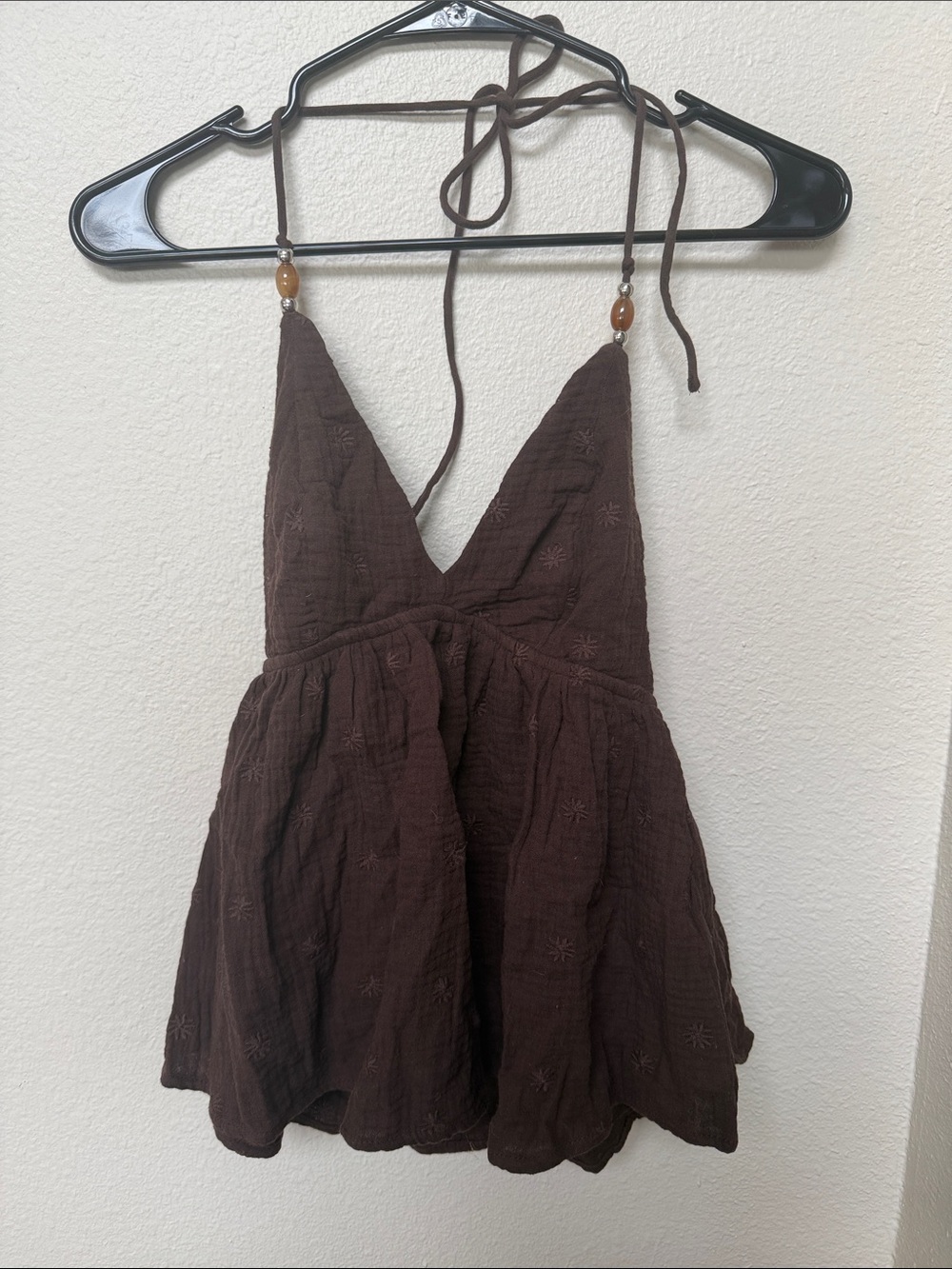 wild fable Brown Halter Textured Summer Top
